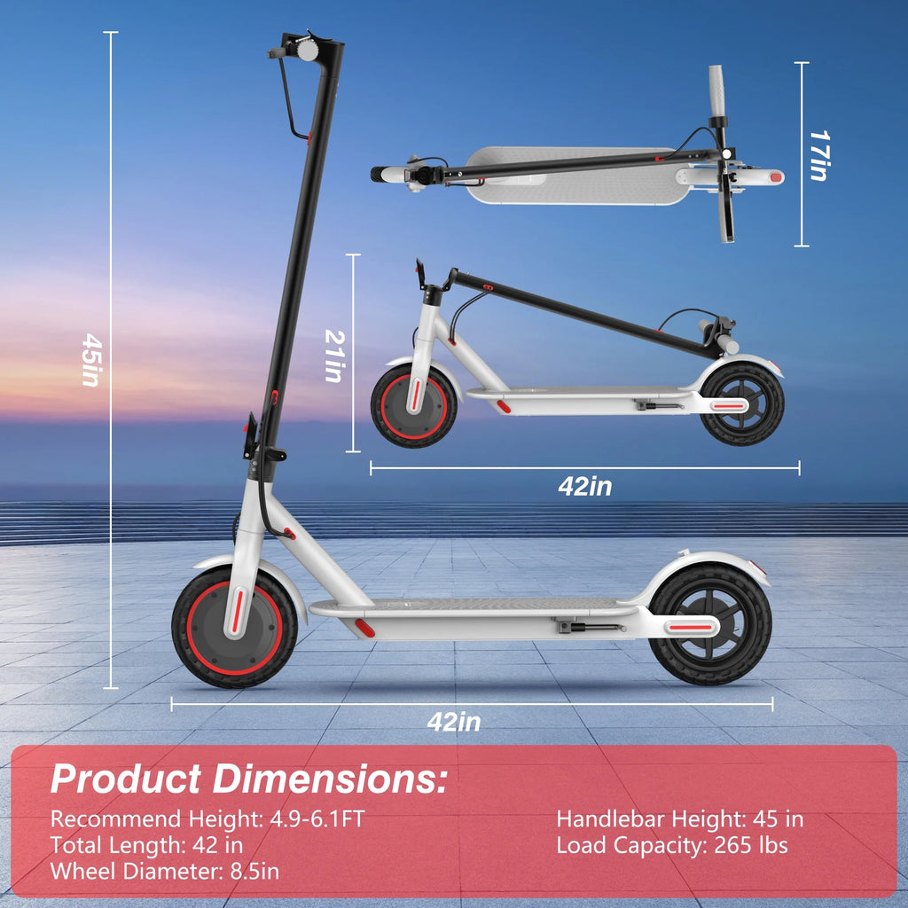 AOVOPRO WHITE ES80 350W 8.5' Foldable Electric Scooter for Adults and Child, 21 Miles Range