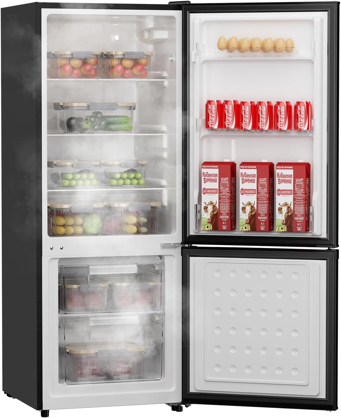 Upstreman 7.1 Cu.Ft Refrigerator with Bottom Freezer, 2 Door Fridge Large Capacity Refrigerator with Adjustable Thermostat for Apartment, Office, Dorm, Kitchen, Black BM71
