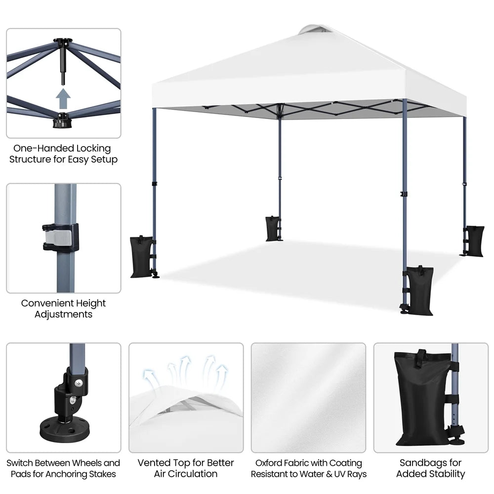 Renwick 10x10 Ft Instant Pop Up Canopy with One Push To Lock Setup Mechanism, Blue