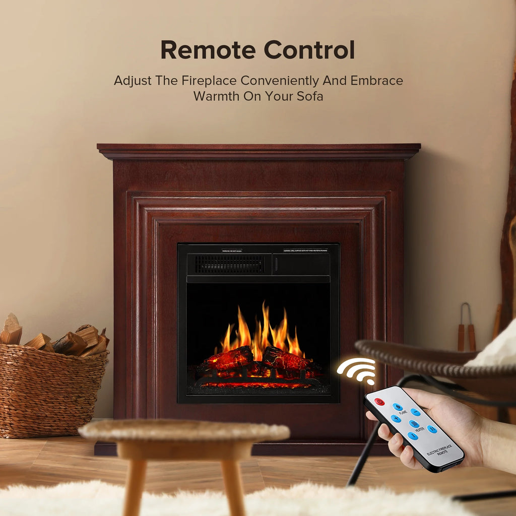 Electactic Electric Fireplace, Free Standing Fireplace, with Remote Control, Adjustable LED Flame, 750W/1500W -White