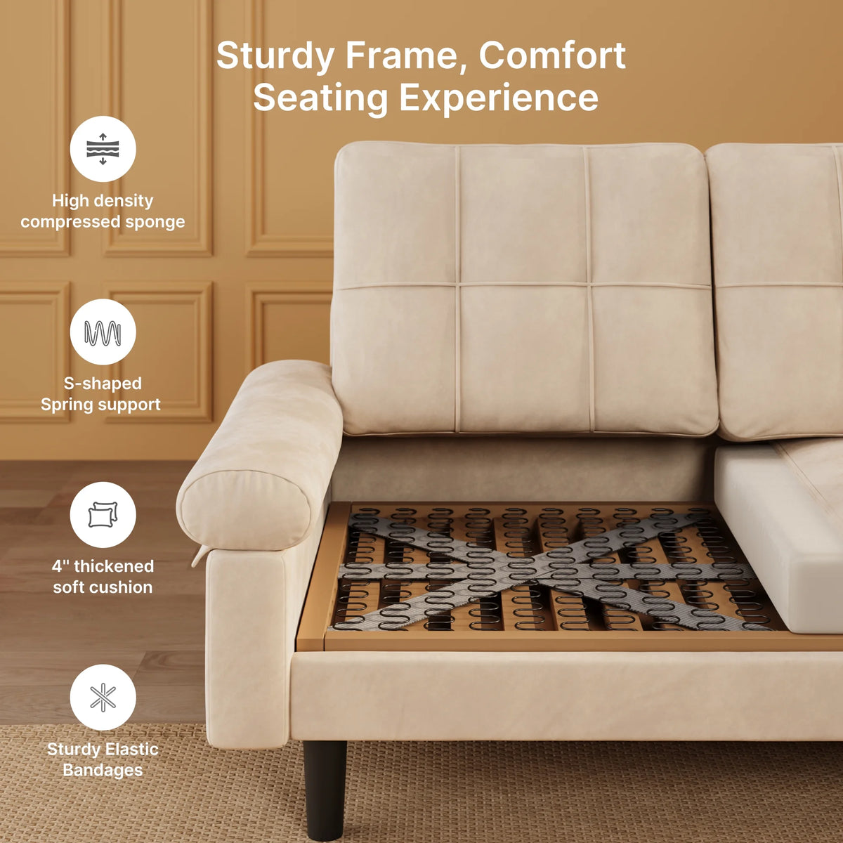 Lofka Sofa Couch with Large Storage Pockets and Soft Seats,Modern Loveseat Sofa for Apartment, Office, Bedroom,Deep Gray