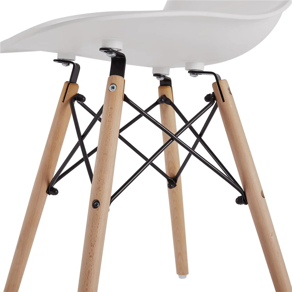 Yaheetech Set of 4 Modern Dining Chairs with Natural Beech for Kitchen Dining Bedroom Living Room, White
