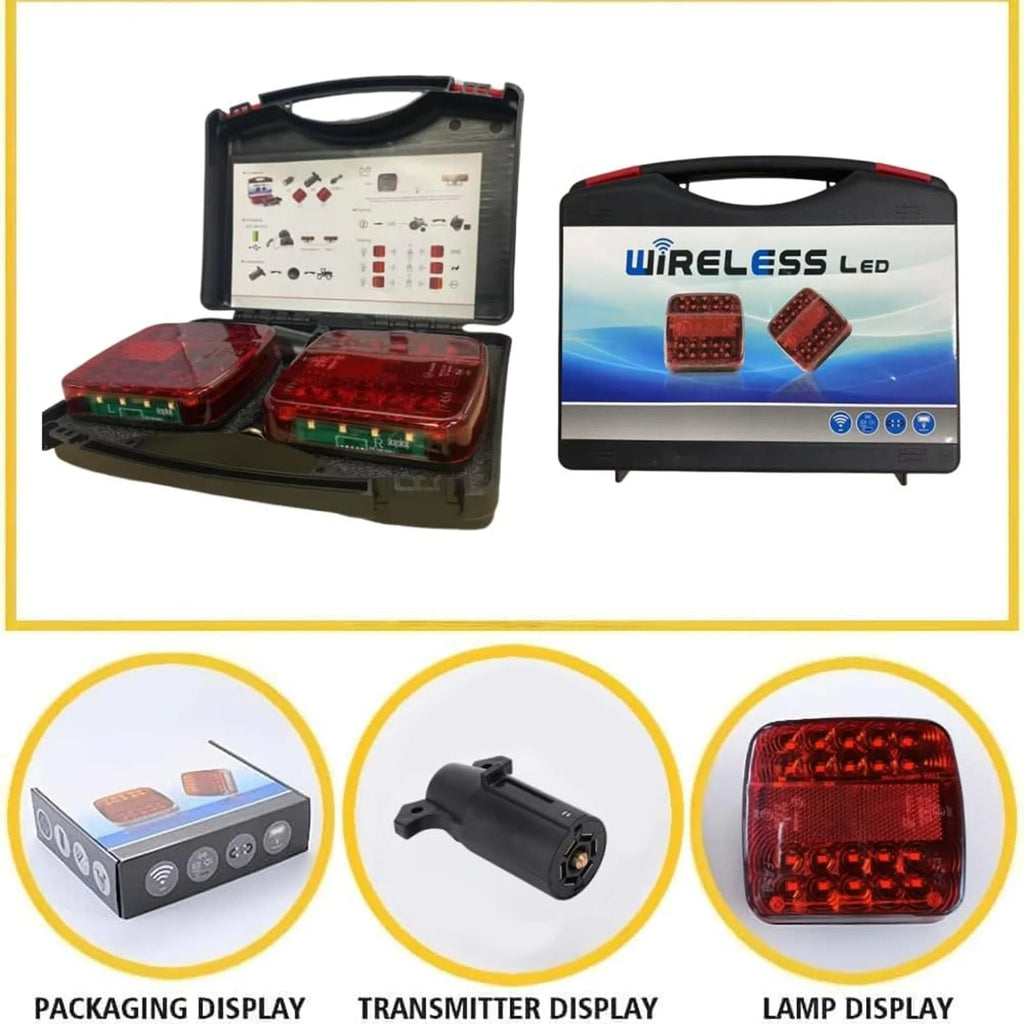 Wireless Trailer Lights Magnetic,Wireless Trailer Lights,2025 New Led Wireless Tail Lights for Trailer,Rechargeable Towing Light Kit with Powerful Suction Base for Trucks,Boat,RV,Vehicle