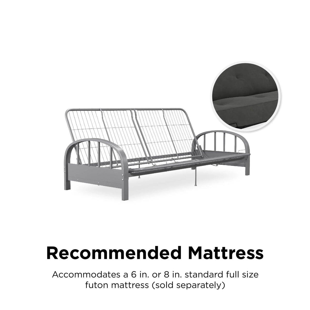 DHP Aiden Futon Frame, Silver