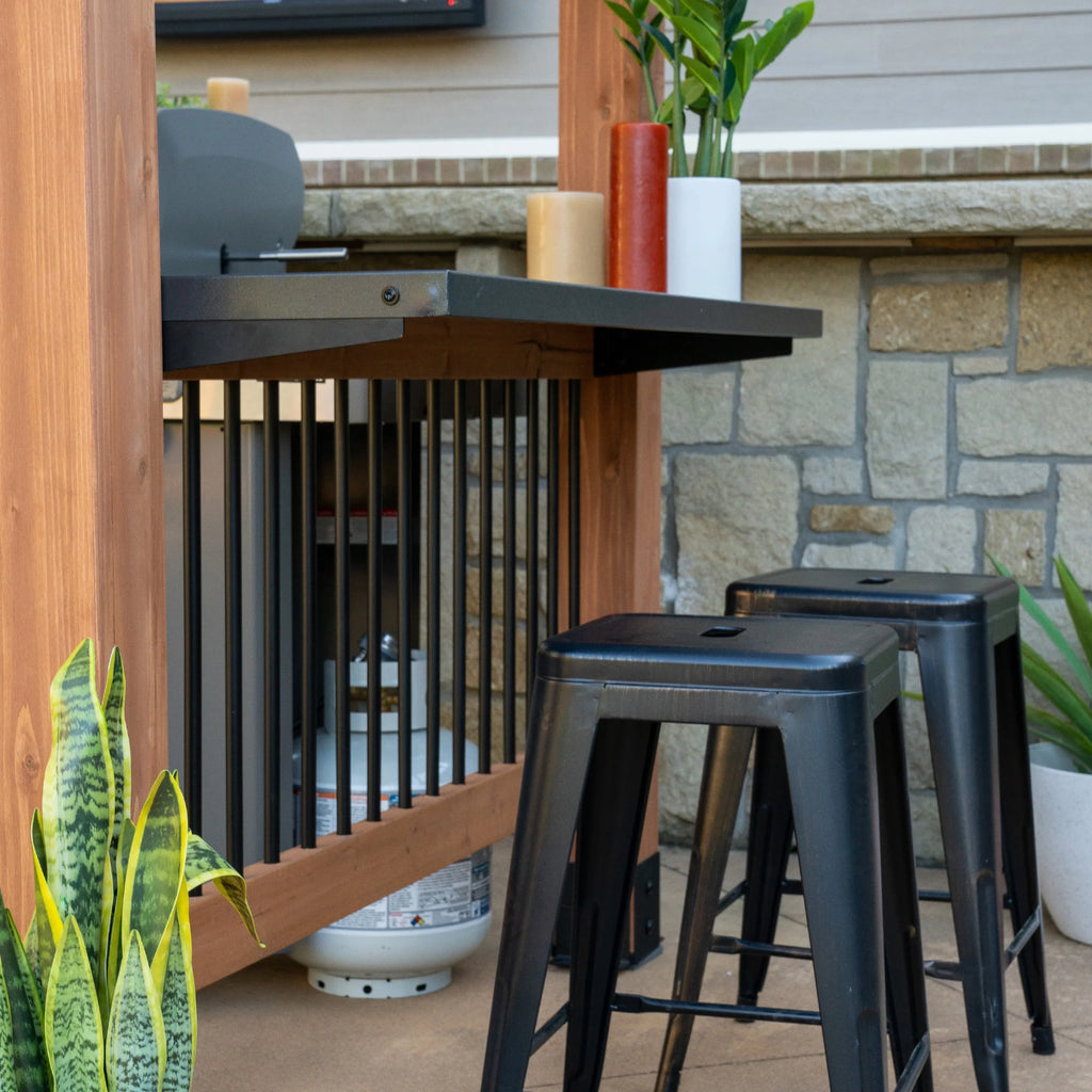 Backyard Discovery Saxony XL 12'x6' Cedar Grill Gazebo, Galvanized Steel Roof, Bar Tops