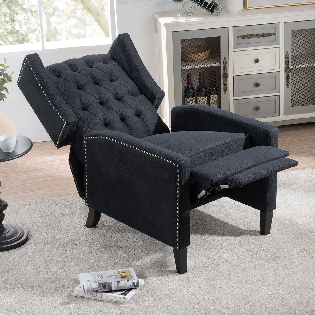 Recliner Chair, Living Room Chairs with Arms, Adjustable Single Reclining Sofa, Home Theater Seating Arm Chair with Thick Padded Seat, Footrest, Lounge Chair for Bedroom, Blue