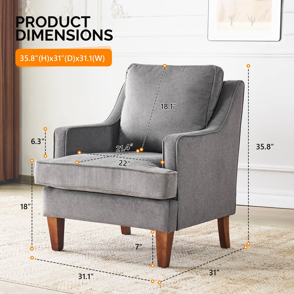 Ktaxon Fabric Accent Chair, Reading Armchair with Removable Cushion, Single Sofa with Extra Seat Depth for Living Room Bedroom Black