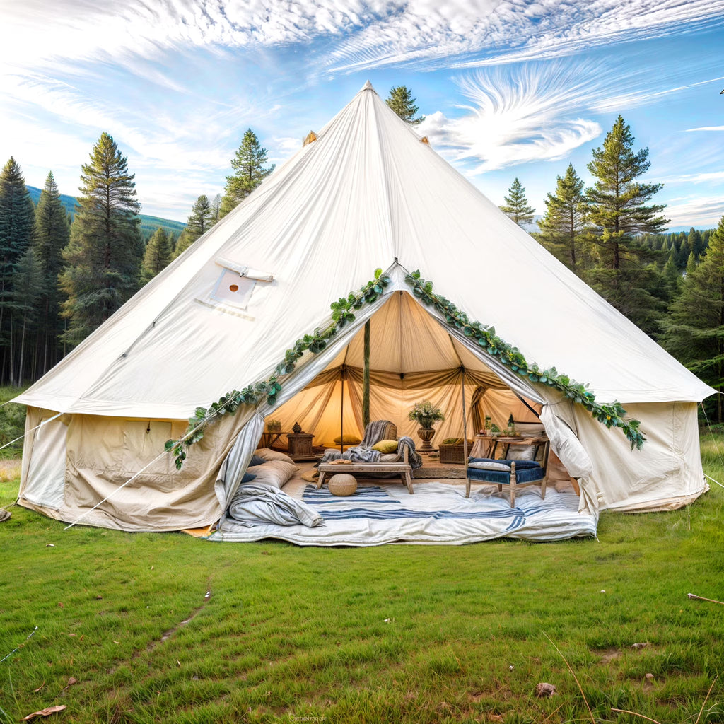 Dextrus Camping Tent with Stove Jacks & Windows for Outdoor Family Party, Camping, Picnic, Barbecue