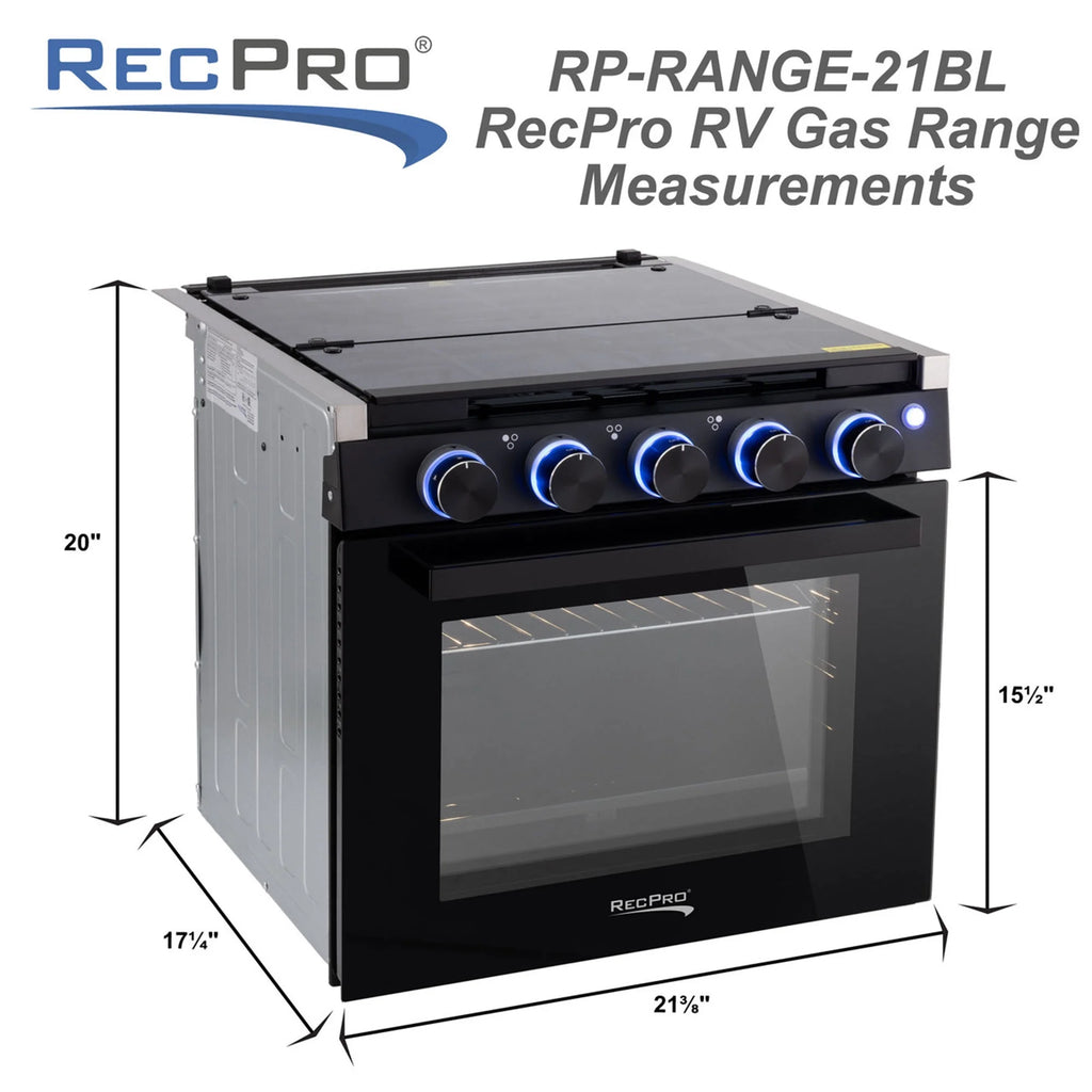 RecPro 17 Inch 3 Burner Propane RV Stove Gas Range without Hood, Silver