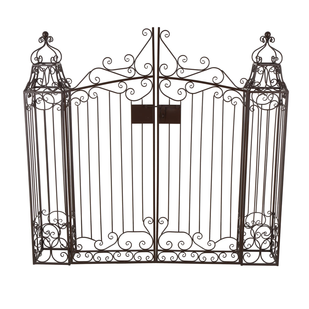 DecMode Traditional Metal Arch with Botanical Design Garden Arbors with Latch Lock Closure, 78"W x 94"H