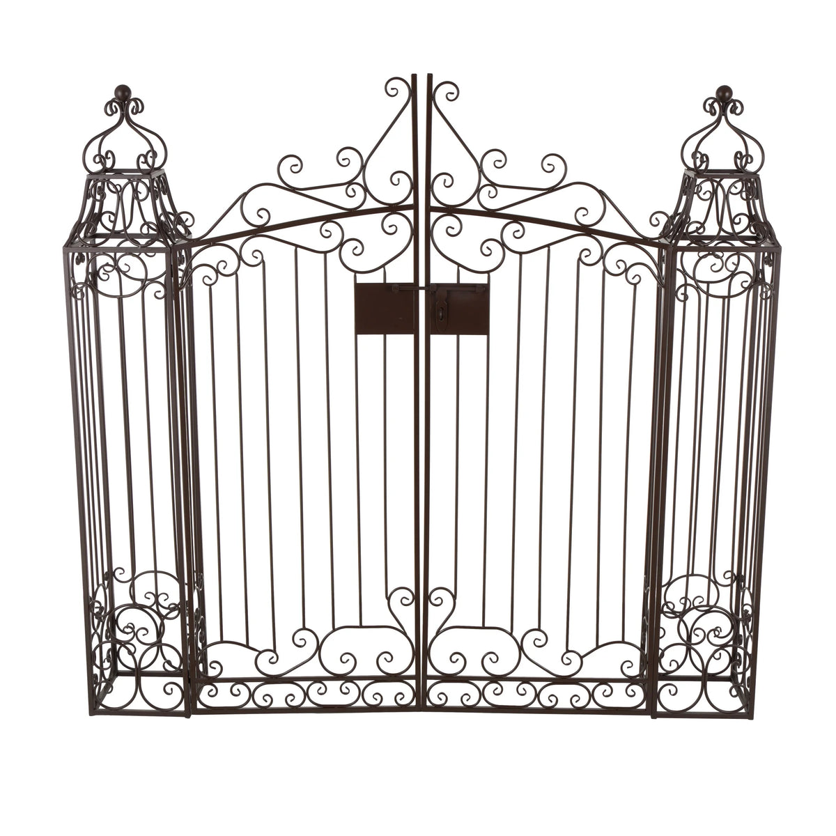 DecMode Traditional Metal Arch with Botanical Design Garden Arbors with Latch Lock Closure, 78"W x 94"H