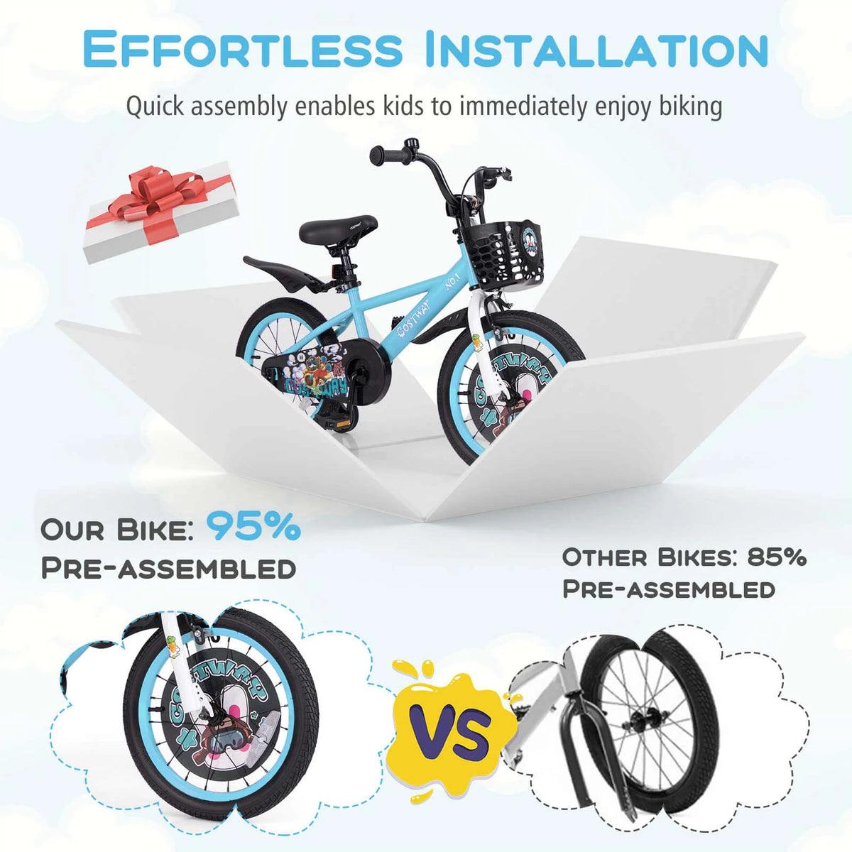 Costway 16" Kid’s Bike for 4-7 with Height-Adjustable Handlebar & Saddle Handbrake Blue