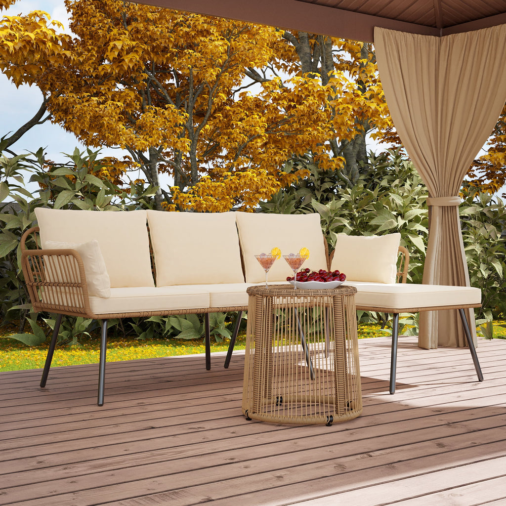 Dextrus 5 pieces Outdoor Dining Set, Patio Dining Sets with 4 Rattan Wicker Dining Chair and Round Table With Umbrella Hole, Sectional Conversation Set for Backyard, Balcony, Garden, Lawn
