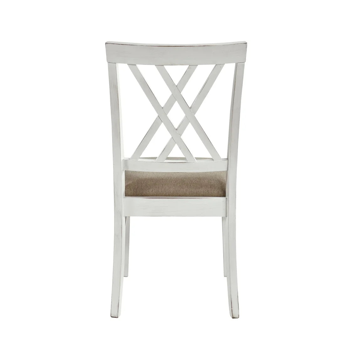 2 PCS Dining Side Chairs Furniture, Fabric Upholstered Seat Dining Chairs with X-Back Design, Wooden Cross Back Chairs for Dining Room, Bedroom and Kitchen, White and Oak Finish