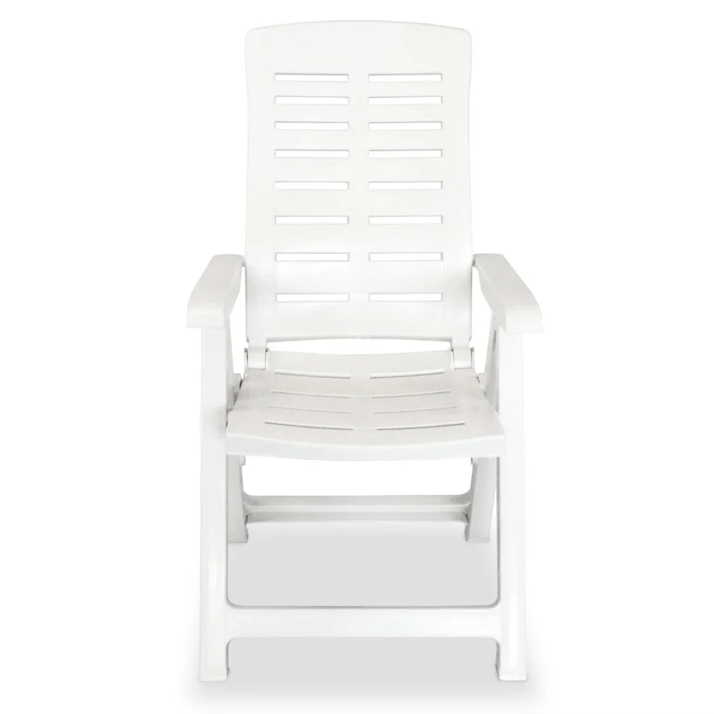 vidaXL Reclining Patio Chairs Outdoor Stack Dining Chair with Armrest Plastic