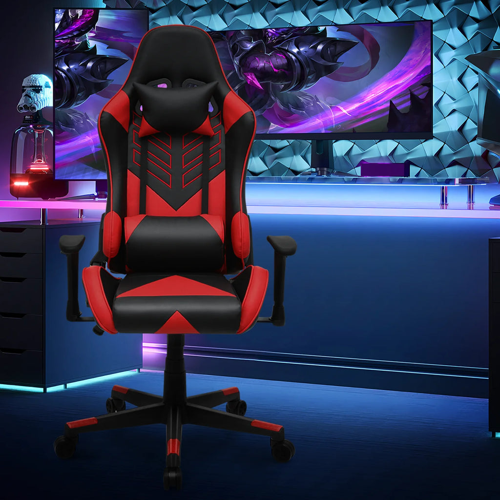 Magshion Ergonomic Gaming Chair, Comfortable Gaming Chair, Computer Chair Leather Desk Chair Adjustable Swivel Gaming Office Chair, Blue