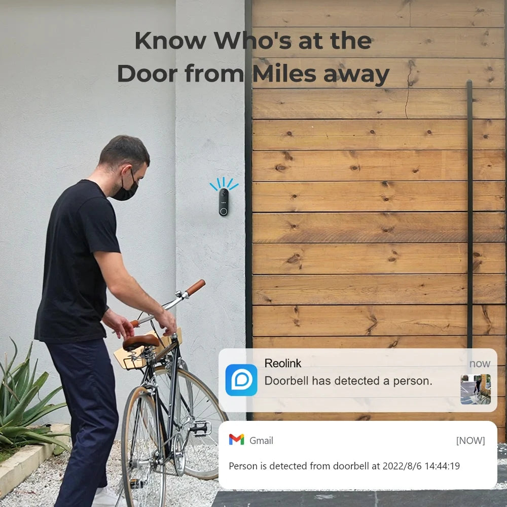 Reolink 2pcs Doorbell Camera 5G/2.4GHz WiFi Chime, 5MP Night Vision, 180 Motion Human Detection, 2 Way Talk, Local Storage Google Assistant