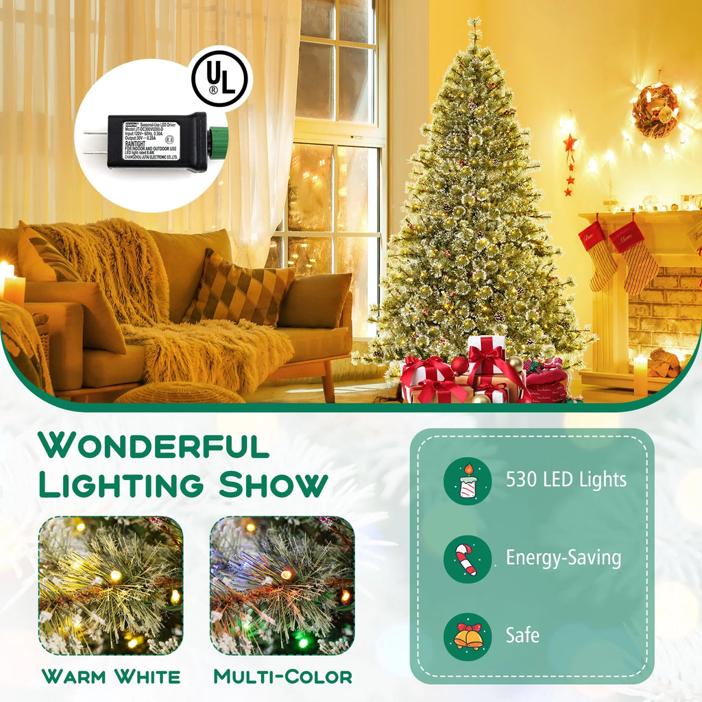 Costway 9 FT Artificial Christmas Tree with  360 Quick Power Connector 1714 Pine Needles