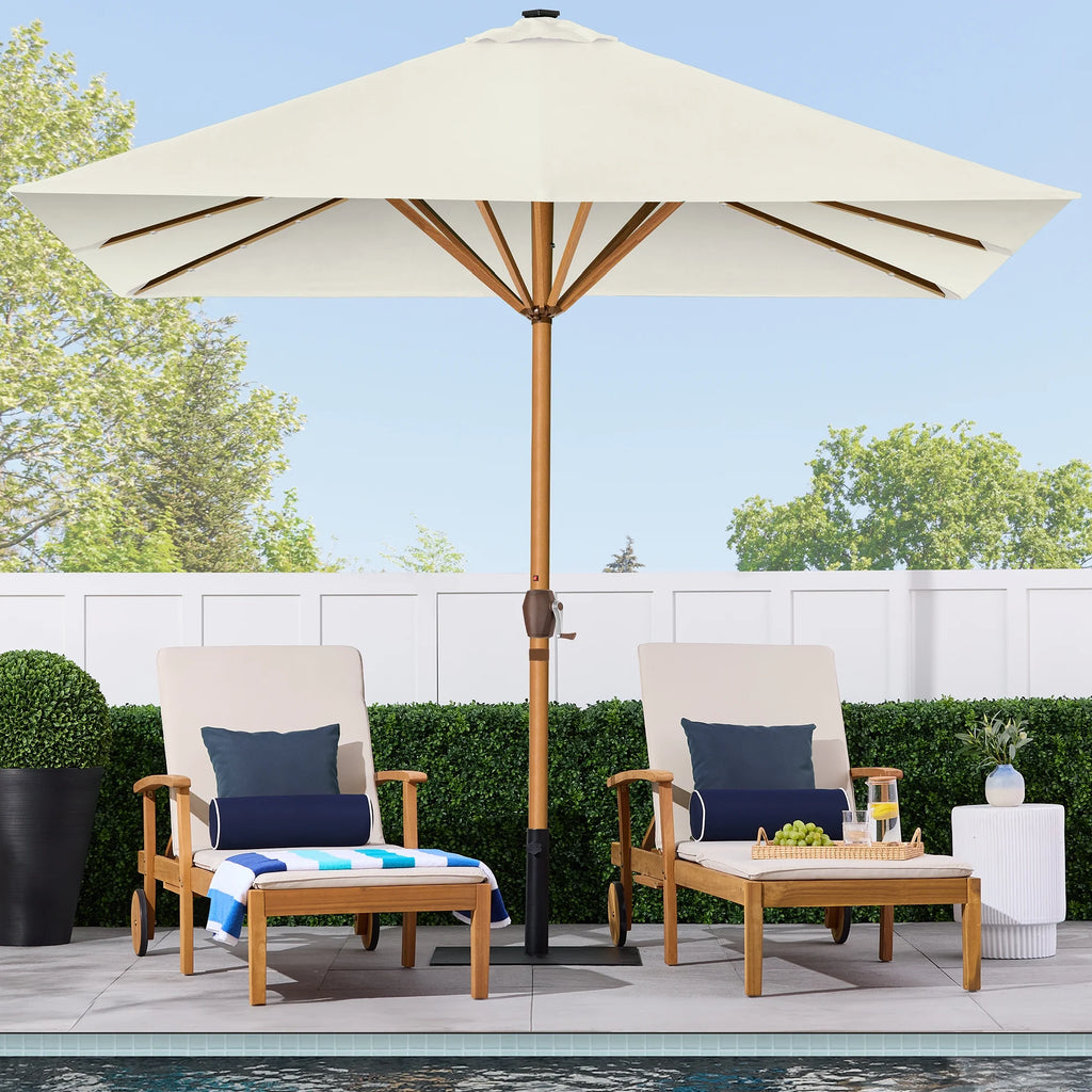 Best Choice Products 9ft Deep Square Solar LED Lighted Patio Umbrella w/ Woodgrain Pattern, UV-Resistant - Black