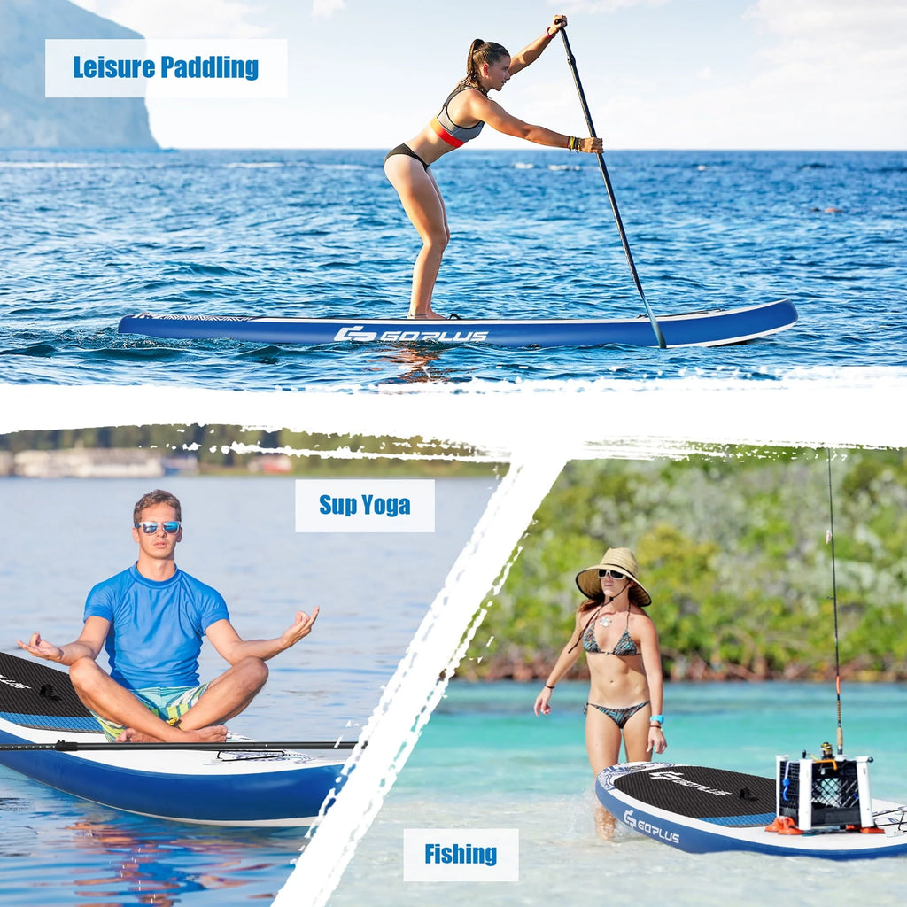 Goplus 10.5’ Inflatable Stand Up Paddle Board 6" Thick SUP W/Carrying Bag Aluminum Paddle