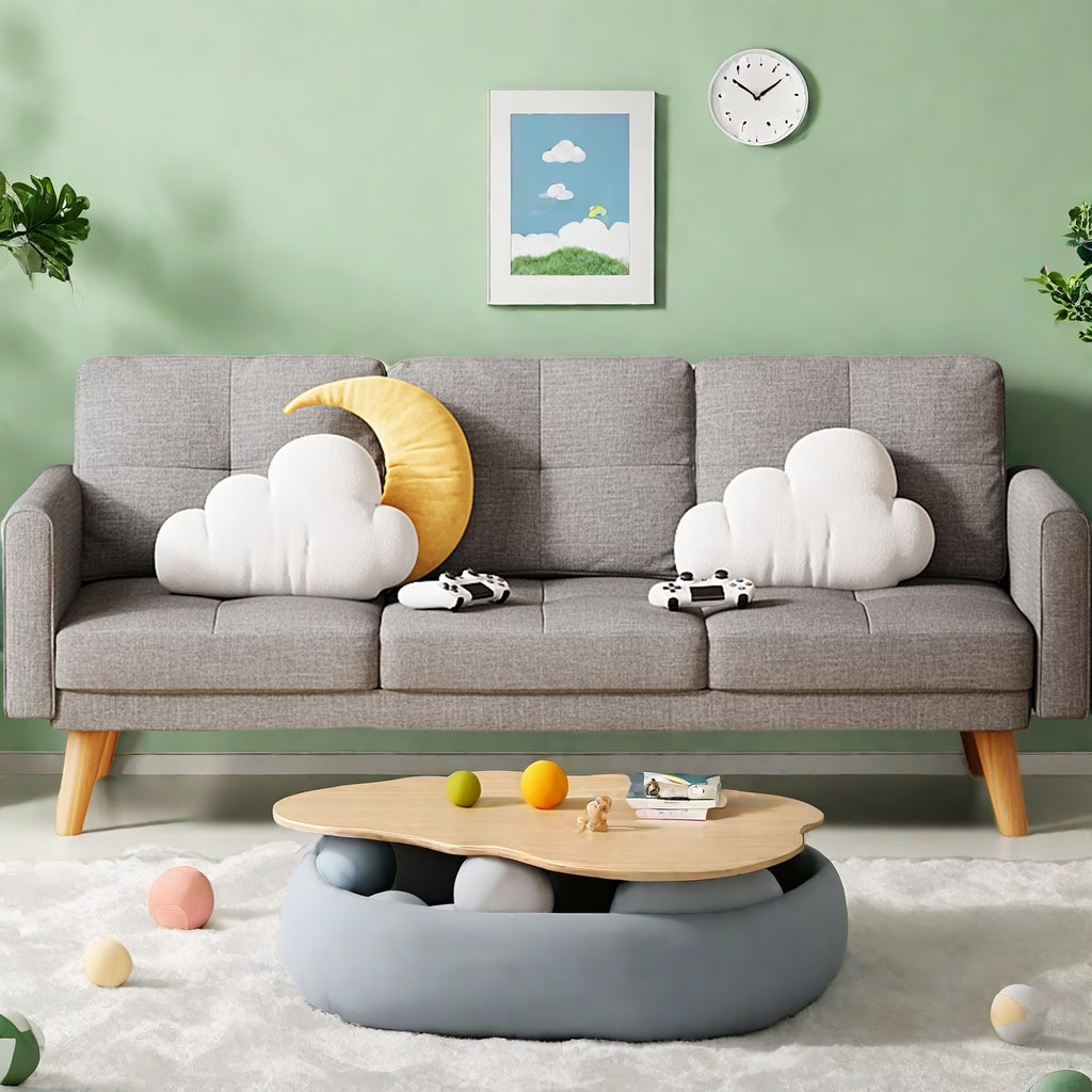 Lofka Sofa Couch with Large Storage Pockets and Soft Seats,Modern Loveseat Sofa for Apartment, Office, Bedroom,Deep Gray