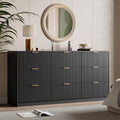 Furniway Fluted Large 9-Drawer Black Dresser