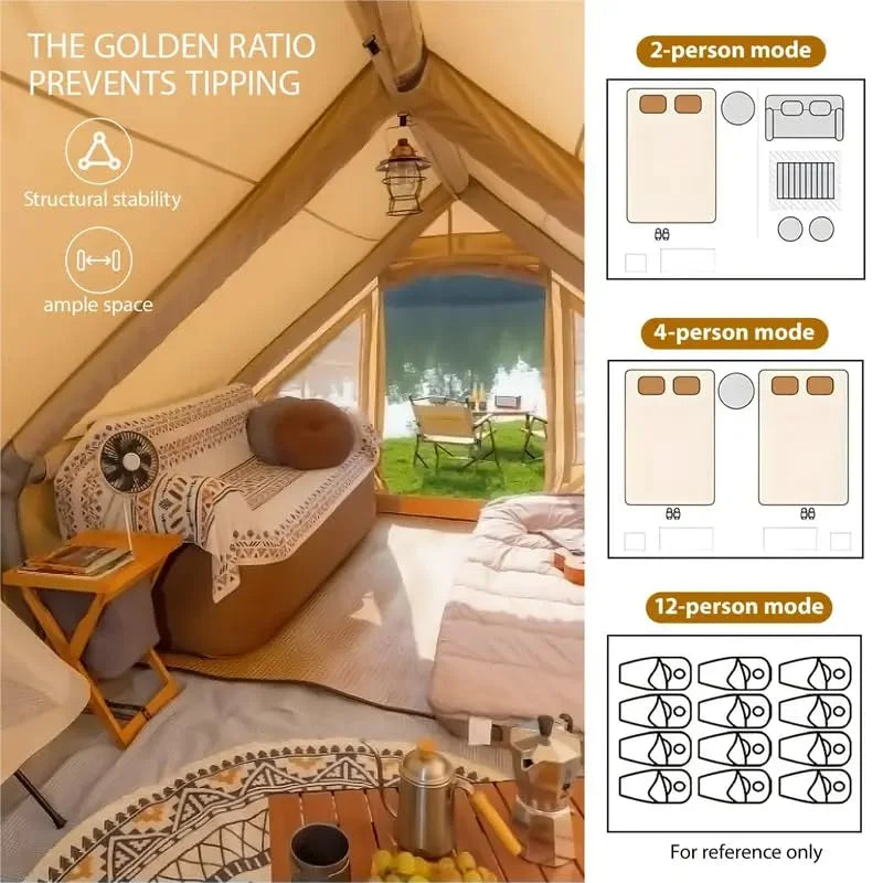 Inflatable Tents for Camping, Large Inflatable Camping Tent with Hand Pump, Easy Setup Tents for 4-6 People, Portable Glamping Tent