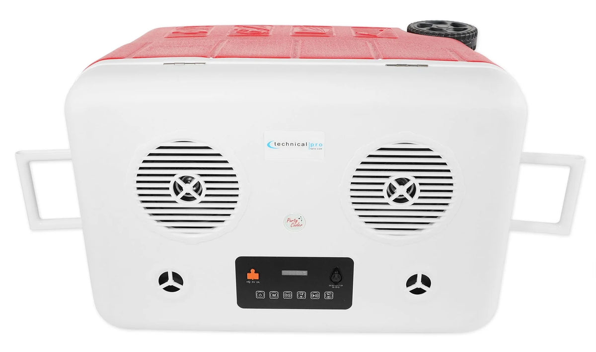 Rechargeable Red 55 Quarts Cooler with Waterproof Built-in Bluetooth Speaker and 12,000 maH Power B