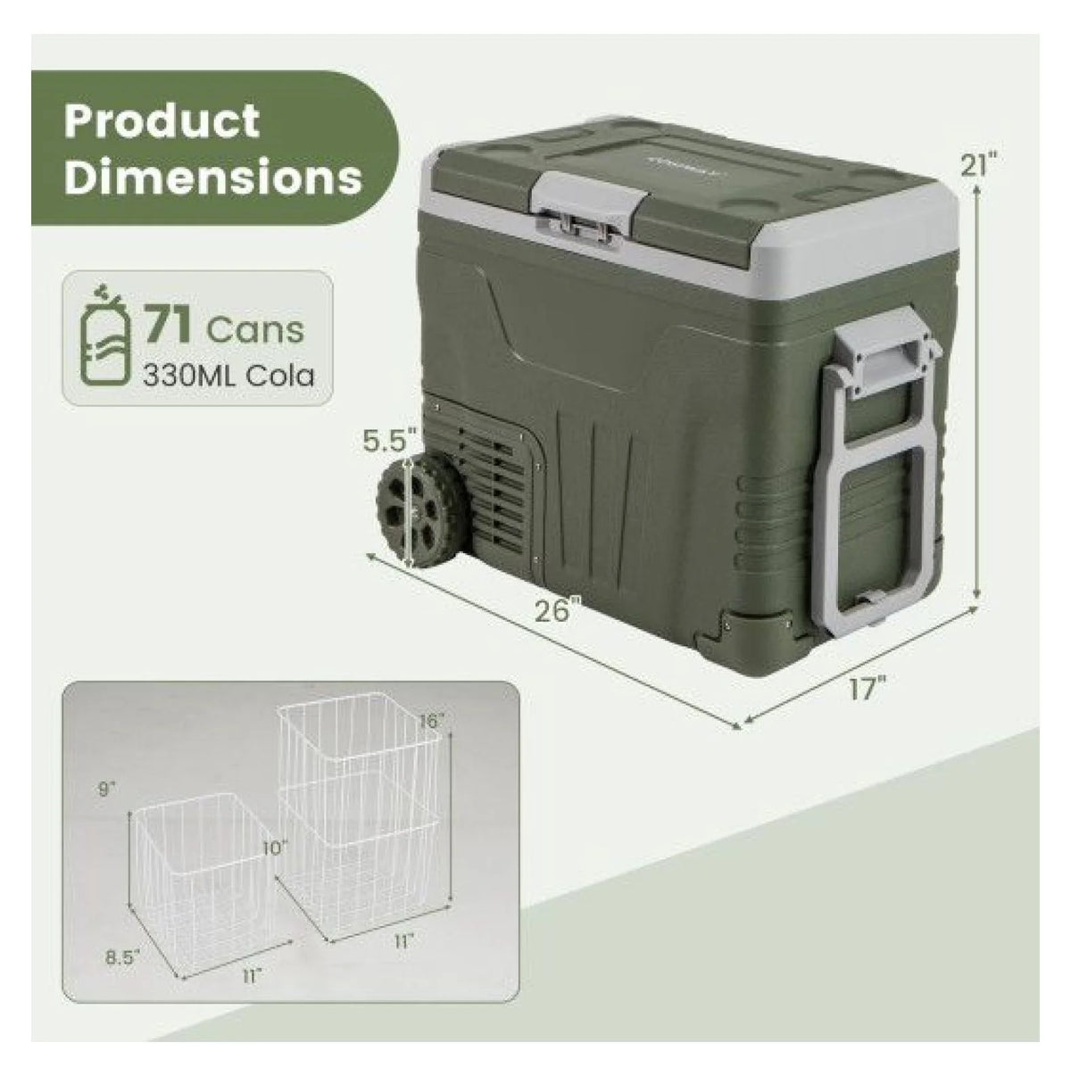 12V Car Refrigerator Portable Fridge - 35L/50L Electric Cooler, Adjustable Temp -4 ~68, DC 12/24V & AC 100-240V, for Road Trips, Camping, Food Preservation