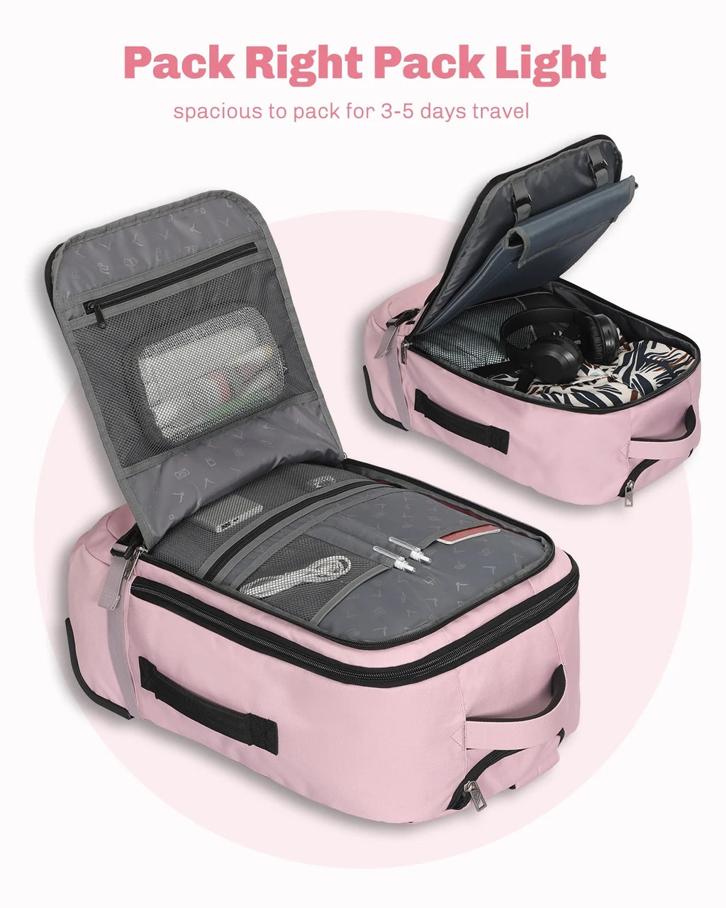Hynes Eagle 22" Hybrid Carry-On Luggage, Softside Rolling Backpack, Grey