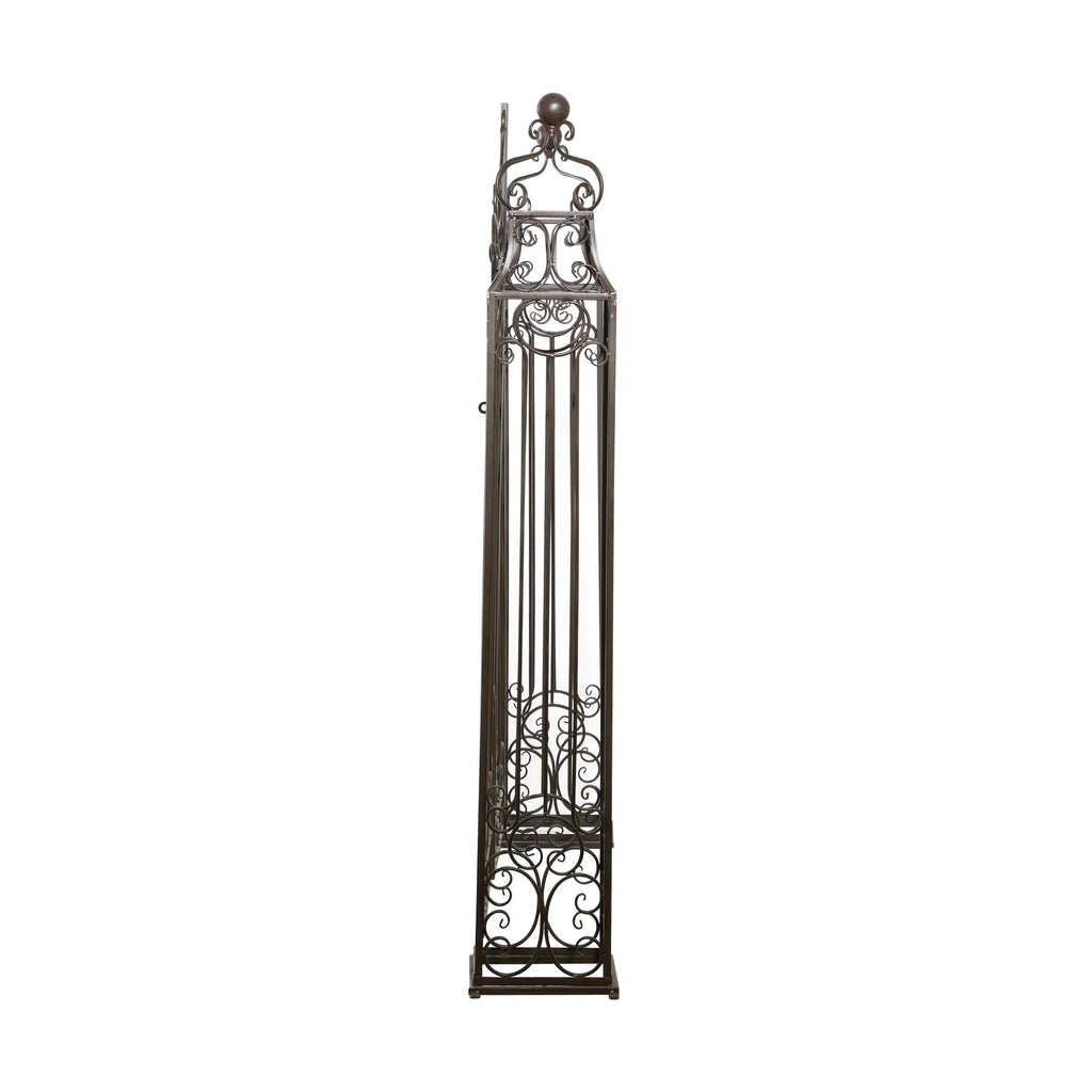 DecMode Traditional Metal Arch with Botanical Design Garden Arbors with Latch Lock Closure, 78"W x 94"H