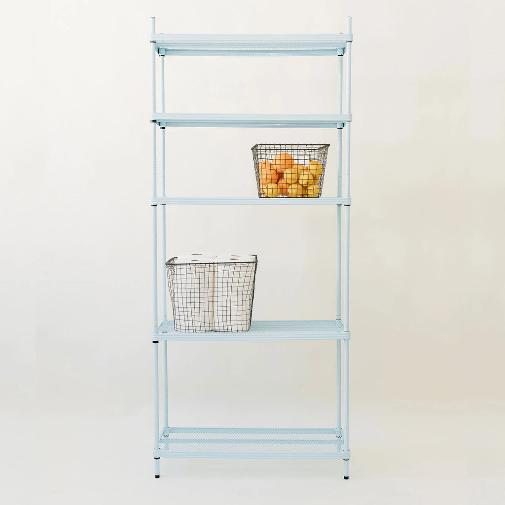 Design Ideas MeshWorks 5 Tier Steel Storage Shelving Unit Bookshelf, Green