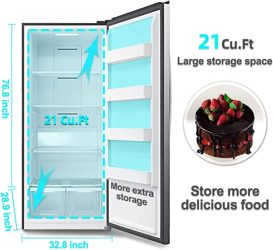 Smad 21 Cu.ft. Upright Convertible Freezer/Refrigerator, Quick Freeze for Garage, Kitchen, Home