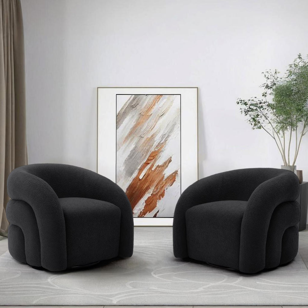360 Swivel Accent Chair for Living Room, Boucle Barrel Armchair Single Sofa Chair Reading Chair, Sage Green