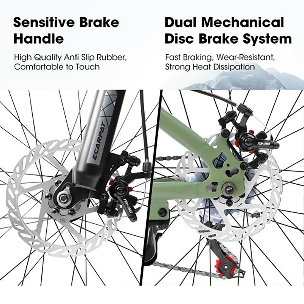 24 Inch Mountain Bike for Teenagers, High Carbon Steel Frame, Dual Full Suspension Mountain Bike, Mountain Tire, 21 Speed Mens Womens Outdoor Cycling, Birthday Gifts