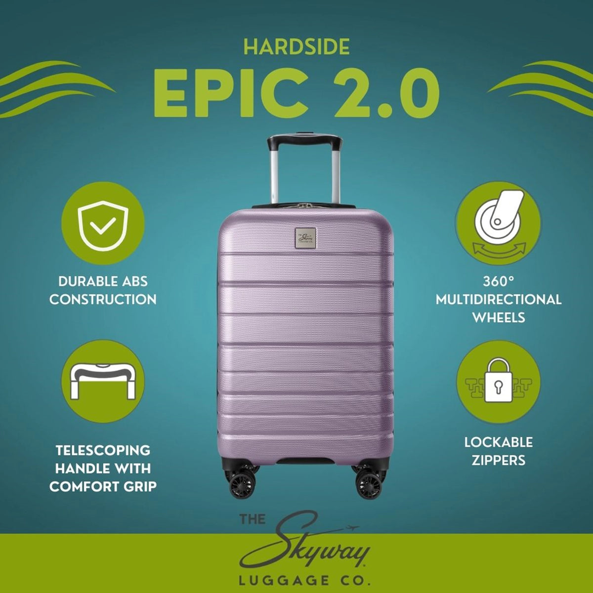 Skyway Luggage Epic 2.0 24" Hardside 8-Wheel Medium Check-In Spinner