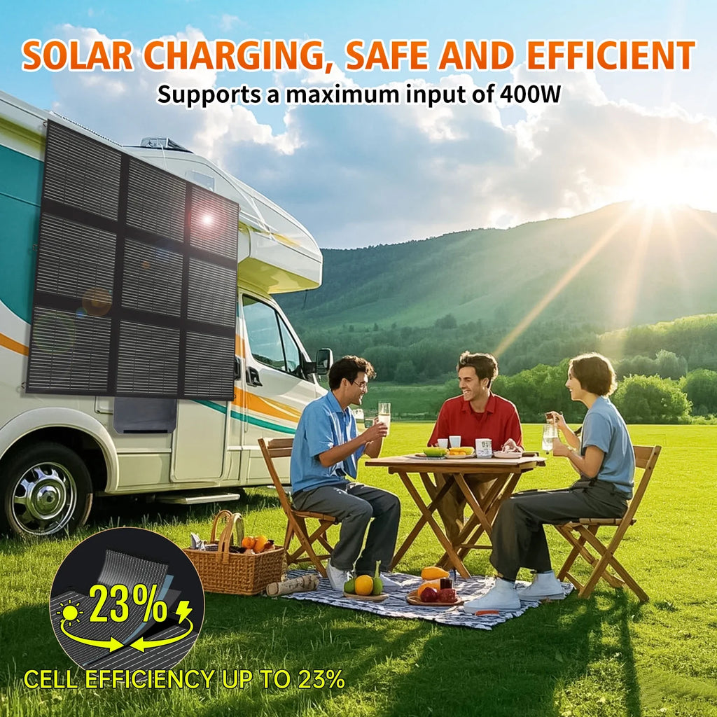 LVYUAN 400 Watt Foldable Solar Panel Kit, Portable Solar Charger Waterproof IP67 Solar Generator with MC4 Connector for Power Station, Camping, RV, Boat & Emergency