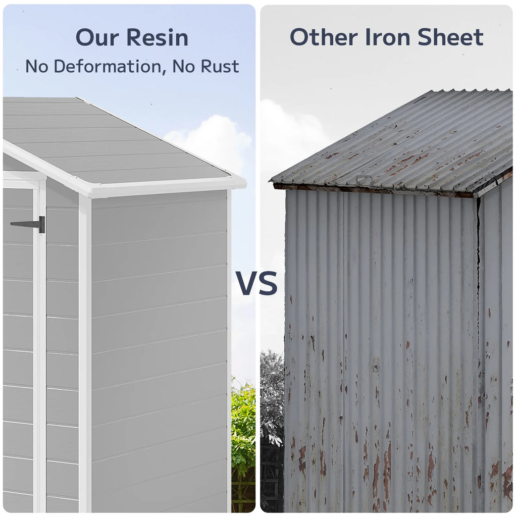 Asofer 6x4 FT Resin Storage Shed, Plastic Outdoor Shed with Floor Side Window, Lockable Door for Backyard, Garden, Patio, Gray