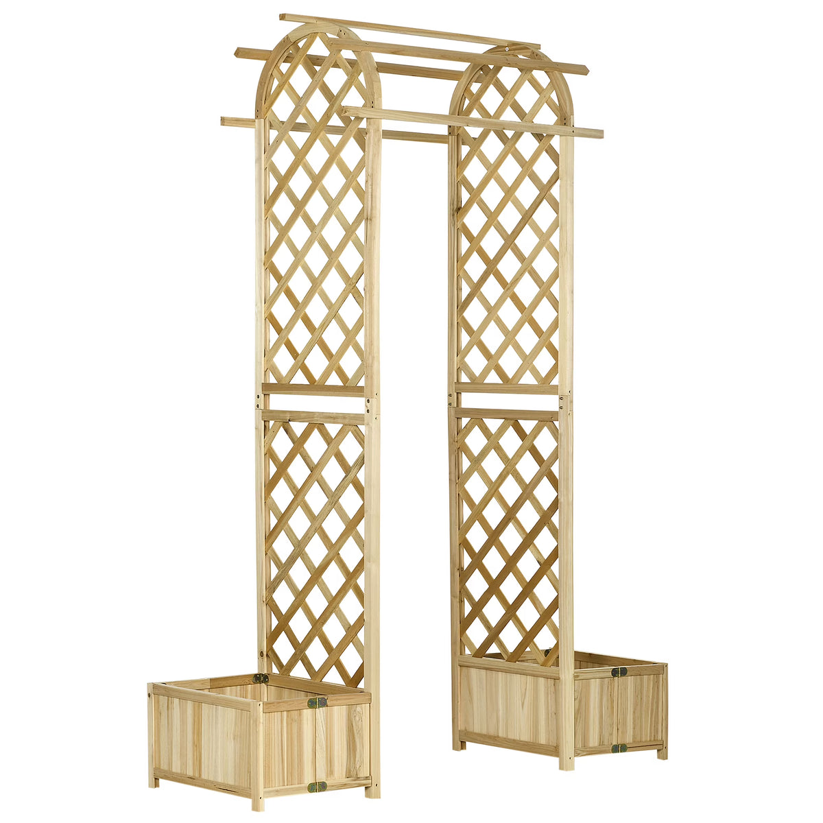 CAMSCH 85'' Premium Outdoor Wooden Arbor Arch with Trellis, Straight top, Pergola Arch for Climbing Plants, Wood Garden Yard Lattice, Wedding Arch for Ceremony, 63''(L) x 26''(W) x 85''(H)