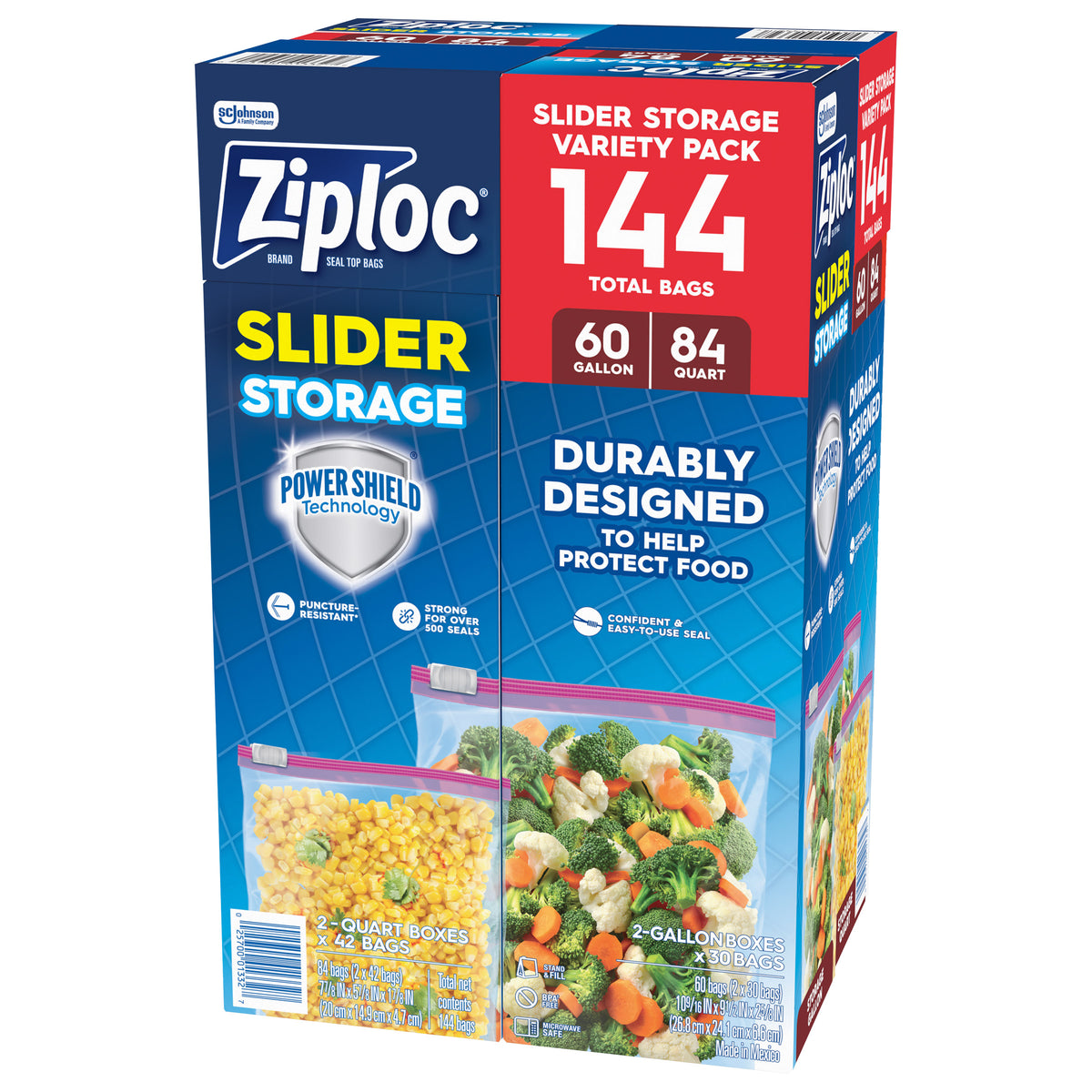 Ziploc Slider Storage Bag, Variety Pack, 144-count