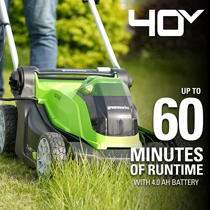 Greenworks 40V 17" Push Mower + Axial Brushless Blower, with 4.0Ah USB Battery & Charger