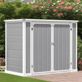 Seizeen Shed and Outdoor Storage, 41 Cu.Ft Small Outdoor Resin Shed with 3 Doors & Floor, 306GAL Deck Box Waterproof Plastic Tool Storage Shed for Cushion Lawn Mower Garbage Cans