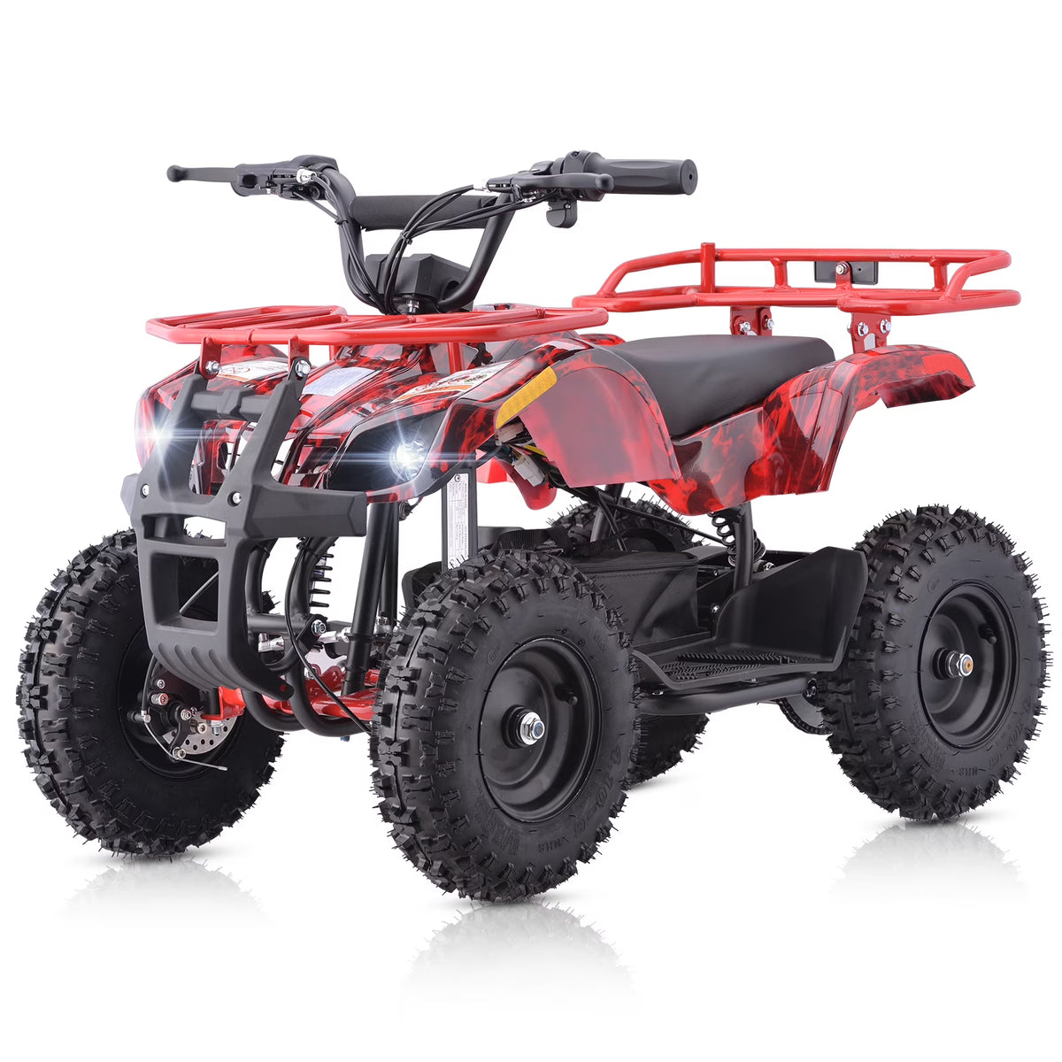Aoemoe 500W 36V Battery-Powered Ride-On Off-Road 4-Wheeler 15 Mile Range, Flame