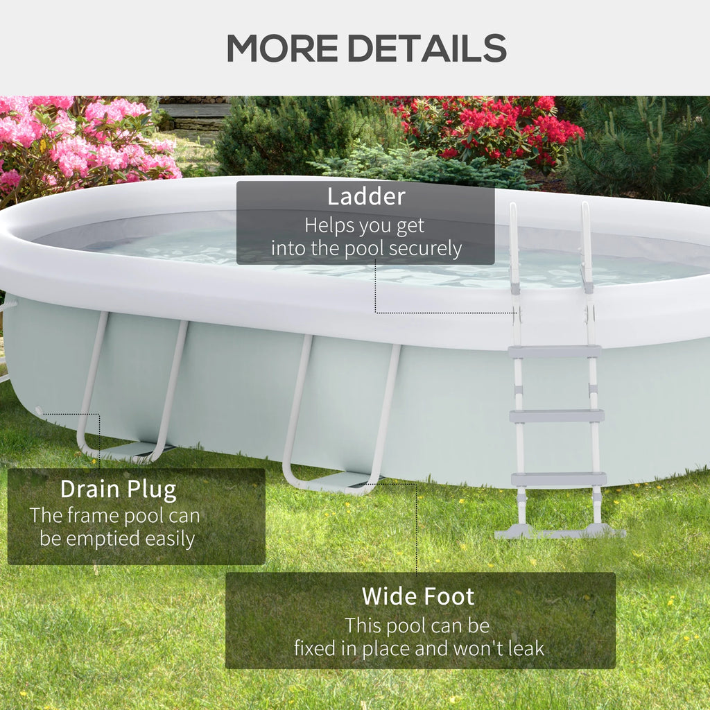 Outsunny Above Ground Swimming Pool, Semi-Inflatable Frame Pool, Brown