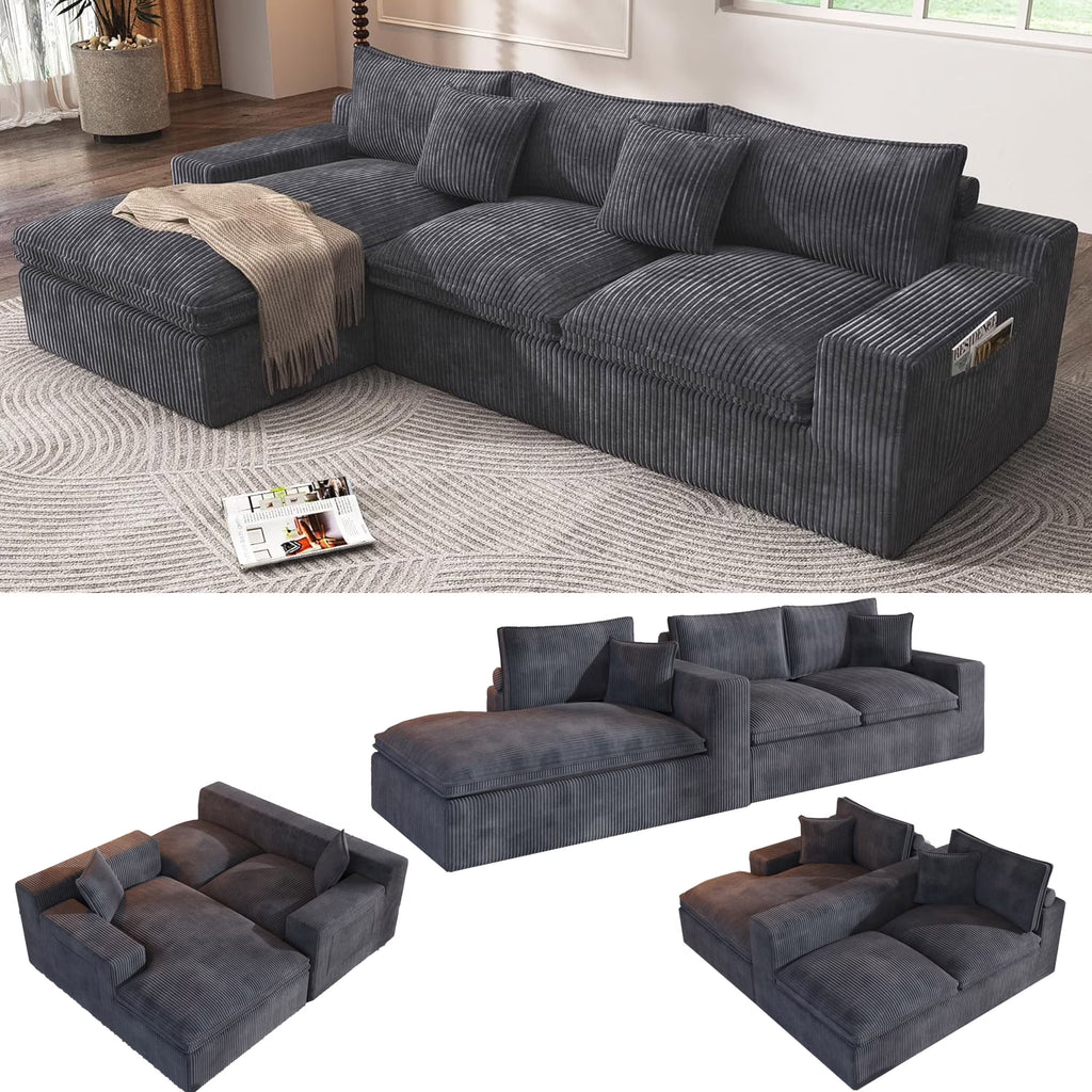 108 Modular Sectional Sofa, Cloud Sectional Couch with Deep Seat, Modern Modular L-Shape Sofa Couch with Chaise,Upholstered Couches for Living Room Bedroom