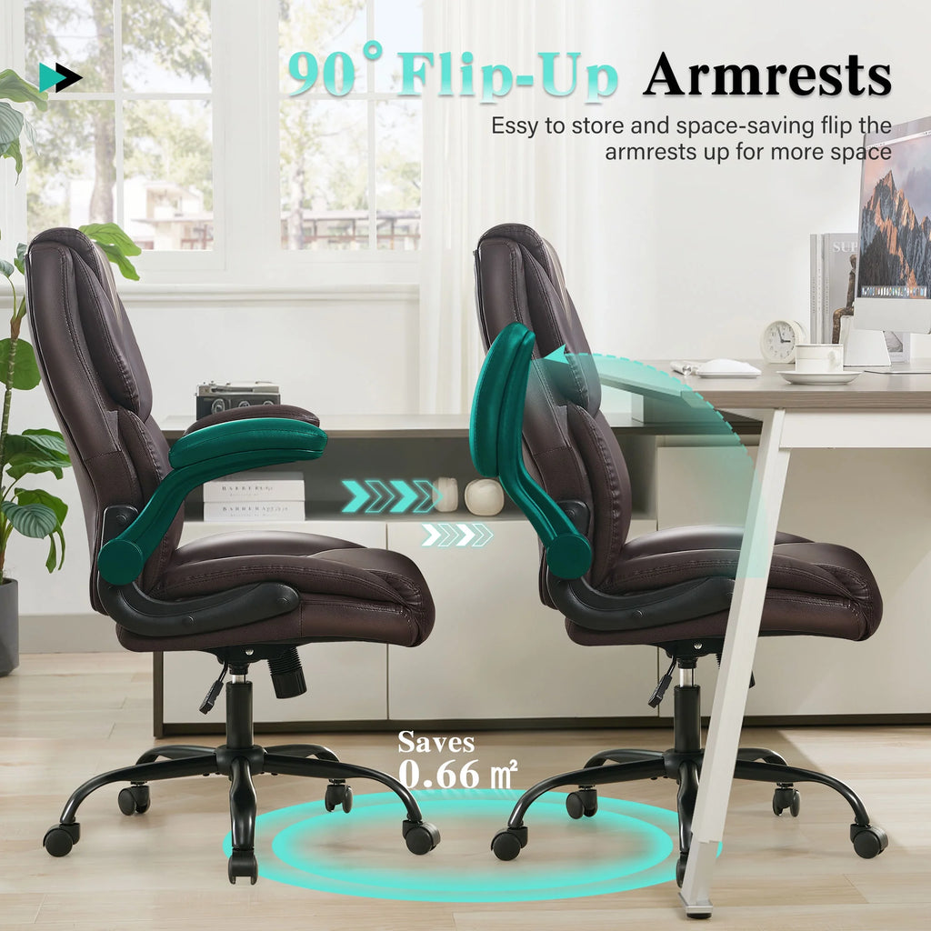 JONPONY Big and Tall Office Chair Wide Seat Ergonomic Computer Desk Chair High Back Executive Leather Chair Adjustable Task Chair Lumbar Back Support 8 Hours Heavy Duty Design,Black