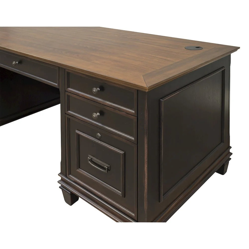 Martin Furniture Hartford White Wood Double Pedestal Desk Executive Desk
