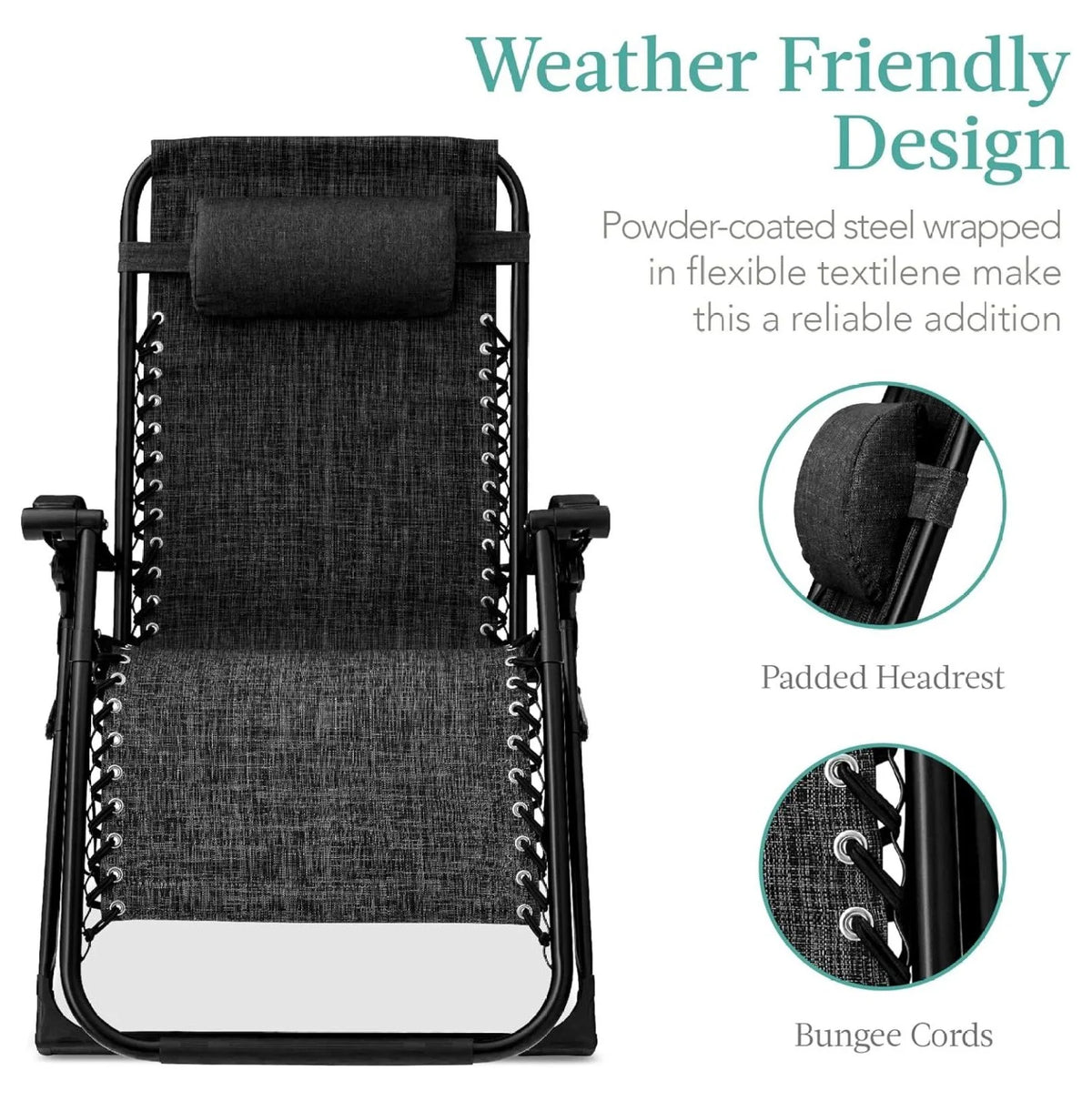 Oversized Chair, Folding Outdoor Patio Recliner, XL Anti Gravity Lounger w/Removable Cushion, Cup Holder, Side Tray, 350lb Capacity - Taupe