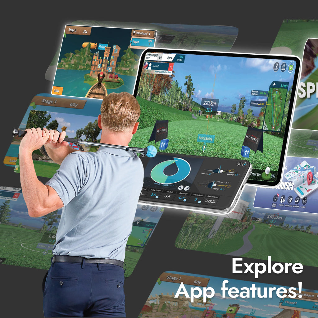 PHIGOLF Home Golf Game Simulator: Enjoy Interactive Golf with Motion Sensor & Swing Stick for Indoor & Outdoor Fun 38,000+ Courses Worldwide, Compatible with Android, iOS, App & E6 Connect