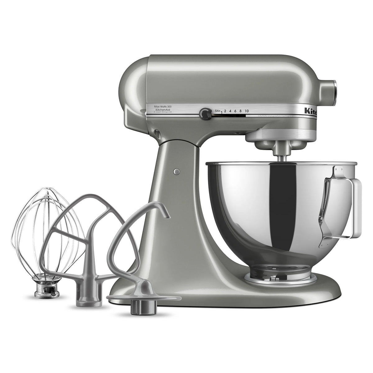 KitchenAid Deluxe Series 4.5 Quart Tilt-Head Stand Mixer with Stainless Bowl, Contour Silver, KSM97CU